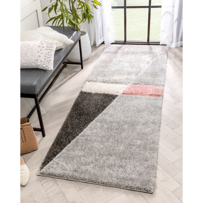 Well Woven Lolly Mori Abstract Geometric High Low Shag Area Rug
