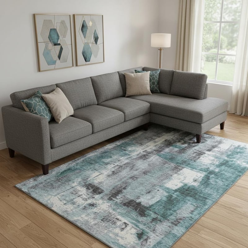 HomeRoots Abstract Transitional Rectangle Area Rug - 10' X 14' - 10' X 14'