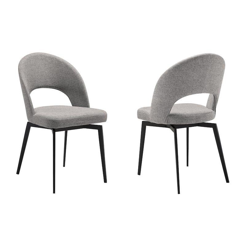 Lucia Brown or Grey Upholstered Swivel Dining Chairs - Set of 2