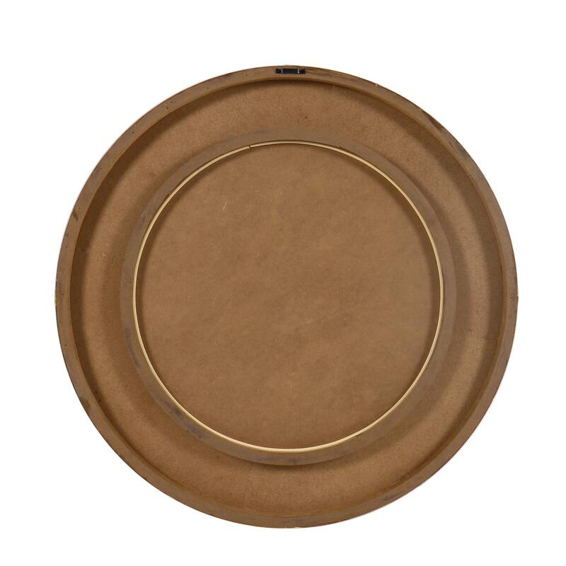 Azalea Park 31.75" Tan Faux Leather Round Wall Mirror