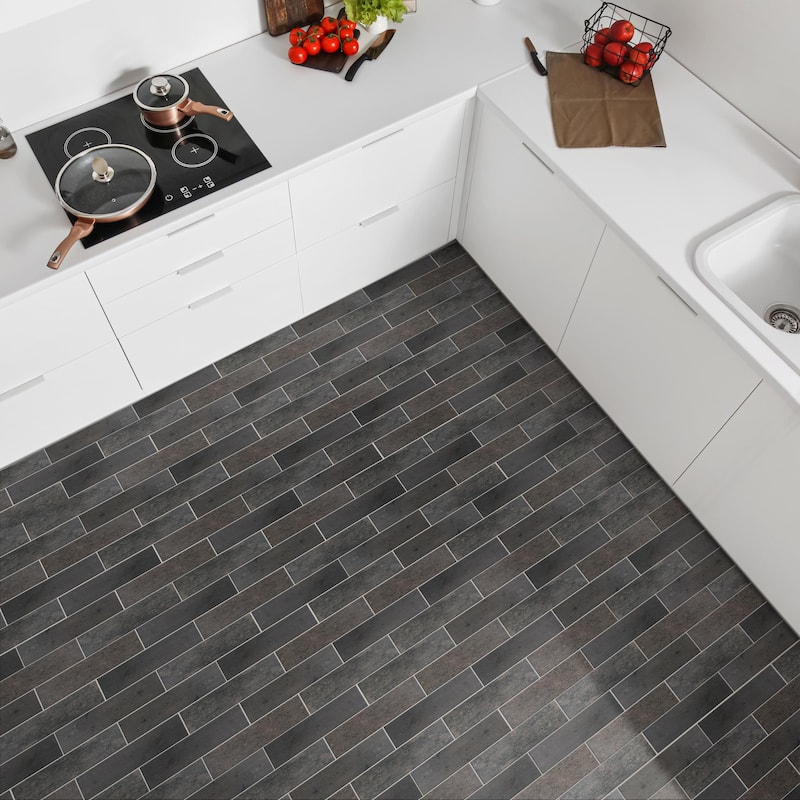 Merola Tile Capri Brick Nero 3" x 10" Porcelain Floor and Wall Tile
