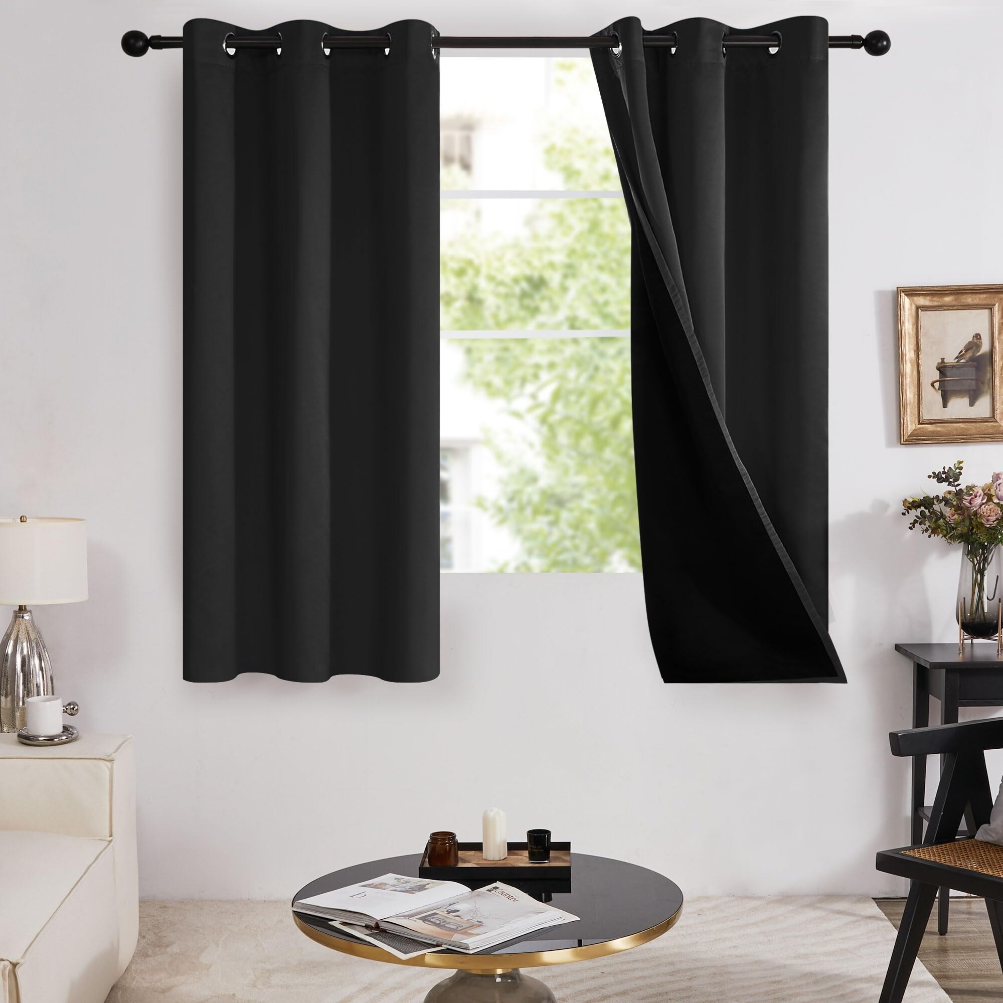 100% Blackout with Liner Grommet Curtain 4 Panels