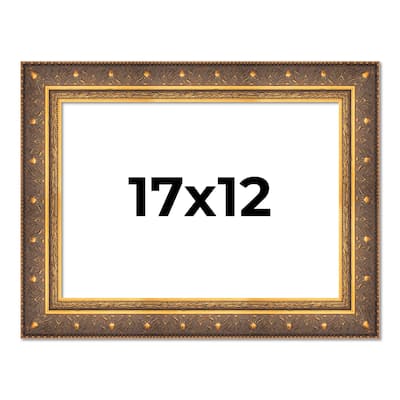 17x12 Frame Vintage Gold Solid Wood Picture Frame | 2.5 Inch Moulding