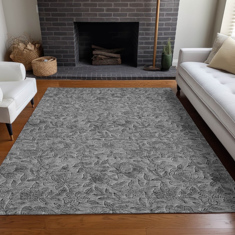 Premium Washable Super Soft Floral Mayfield Rug - Gray - 8' x 10' - Rectangle