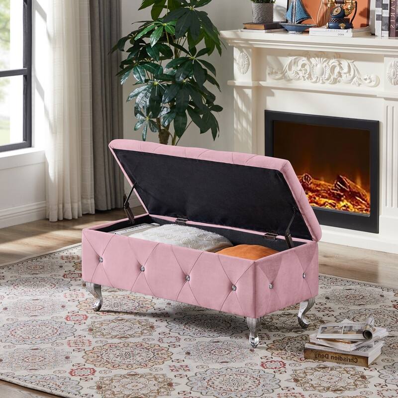 Storage Bench, Flip Top Entryway Bench Seat with Safety Hinge, Storage Chest with Padded Seat