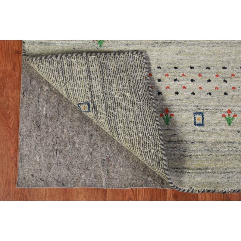 Hand Knotted Oriental 100% Wool Carpet Tribal Animal Pictorial Greys & Charcoal Gabbeh Area Rug - 8' 1'' X 5' 7''