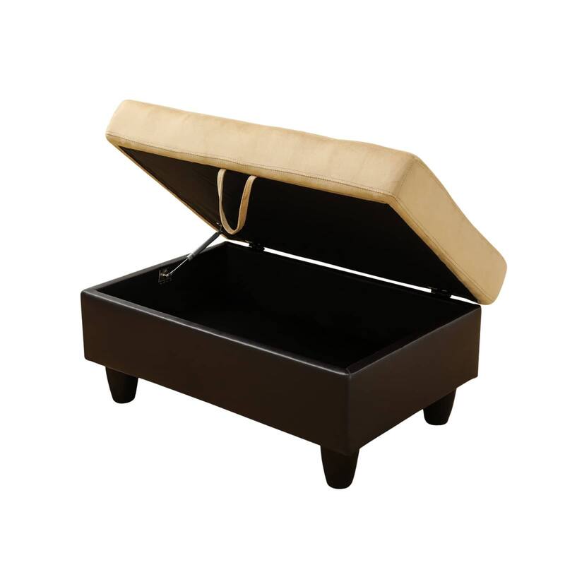 Black Faux Leather Storage Ottoman