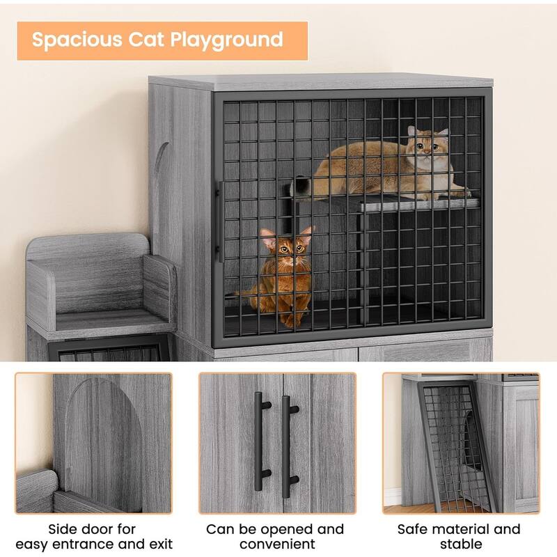 Litter Box Enclosure with Cat House