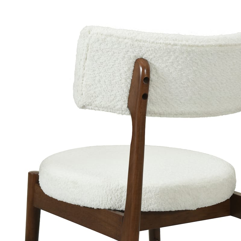 Counter Height Chair Side Dining Chair Set of 2 - Walnut +Beige