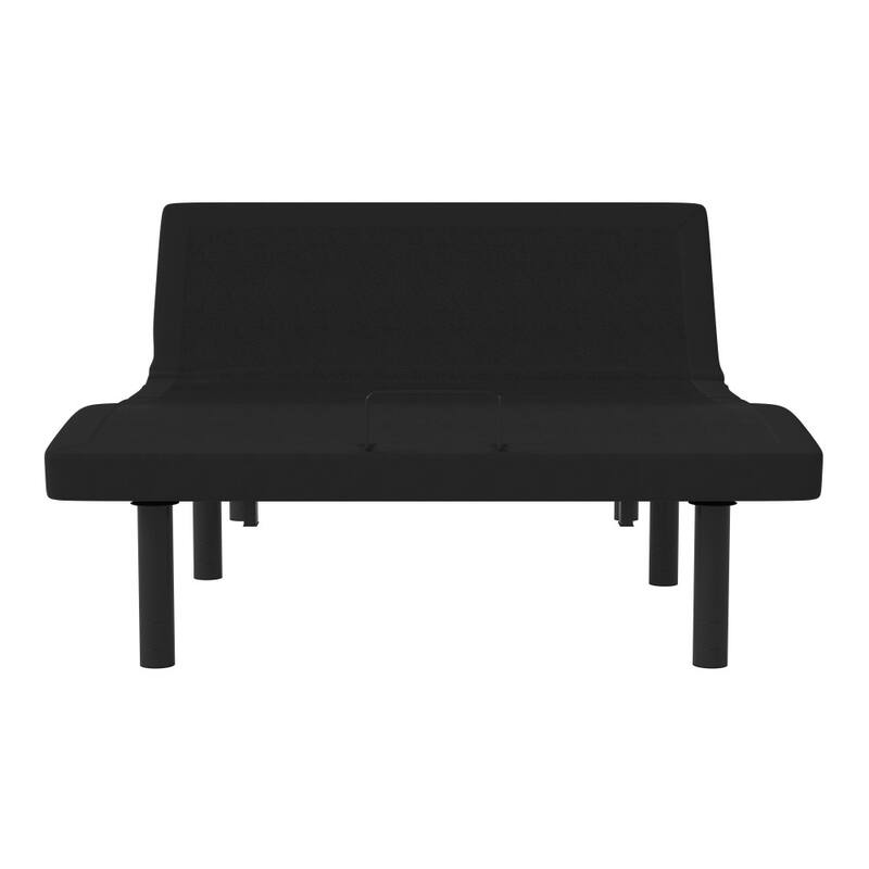 Upholstered Adjustable Bed Base with Wireless Remote in Black
