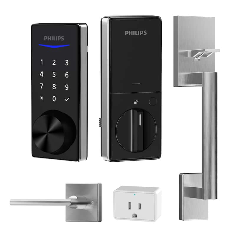 Philips Bluetooth Touchscreen Smart Deadbolt with Wi-Fi Bridge & Handle Set - Satin Nickel