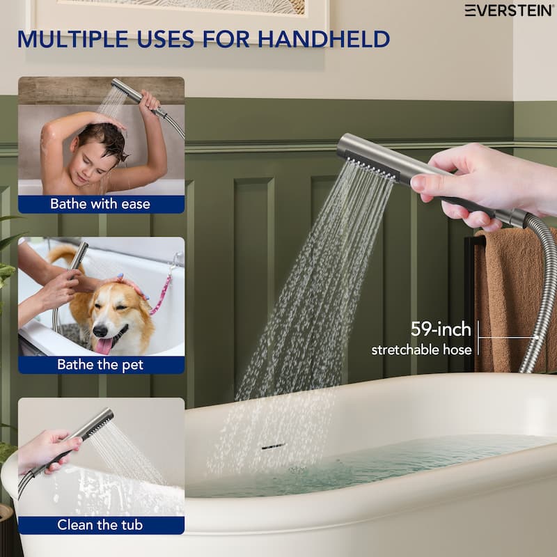 Freestanding Tub Faucet with Hand Shower,Modern Floor-Mount Bathtub Faucet