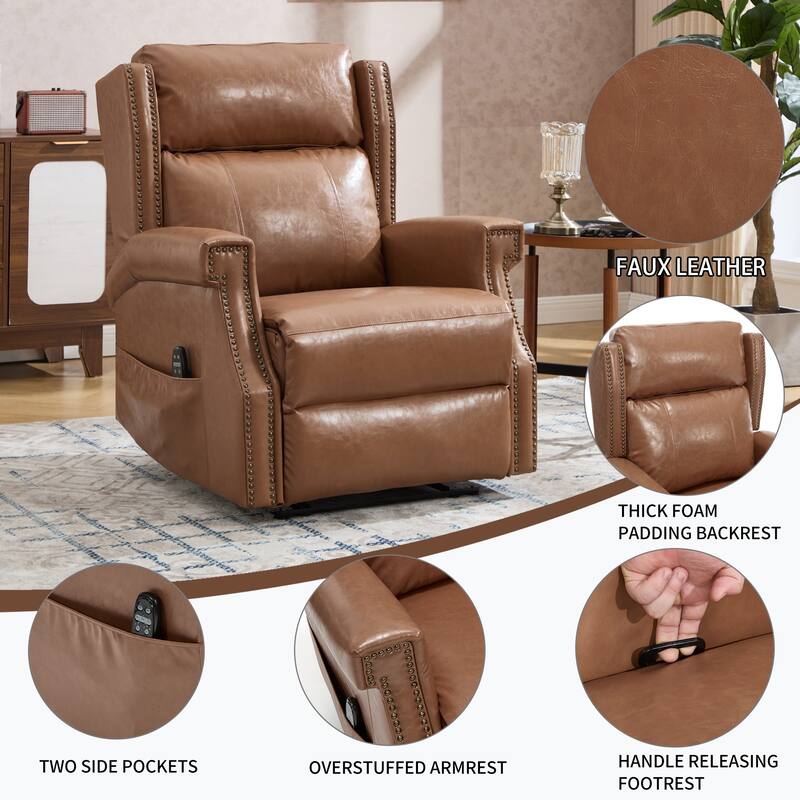 Faux Leather Recliner with 155 Degree Recline and 8 Vibration Nodes
