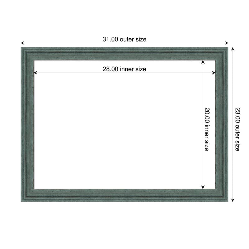 Amanti Art Upcycled Brown Grey Framed Dry Erase Magnetic Board - 31 x 23 in - Upcycled Teal Grey
