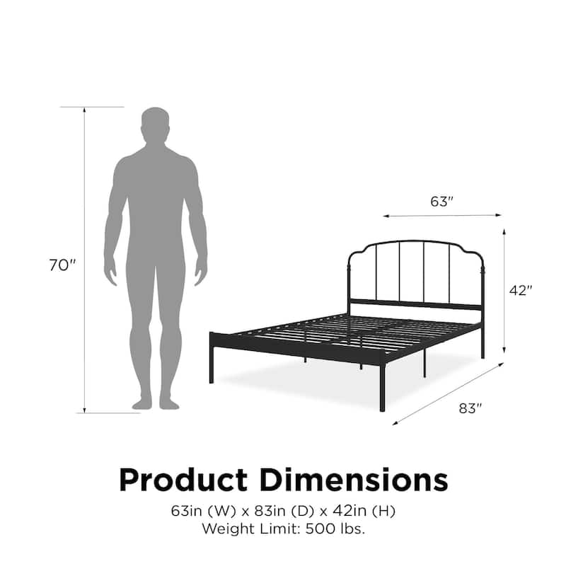 RealRooms Camie Adjustable Height Metal Bed Frame