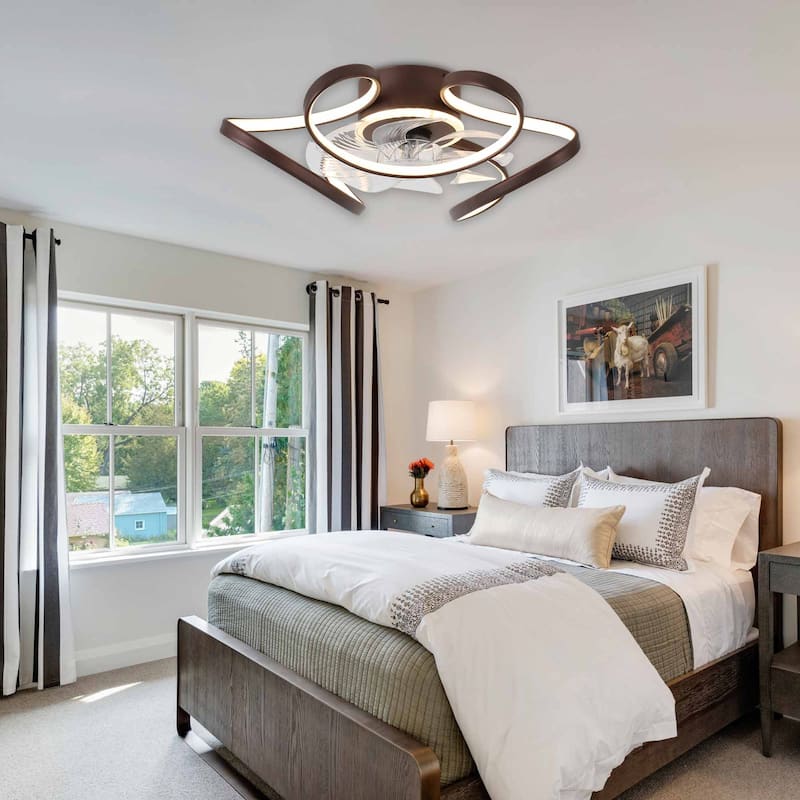 Bella Depot 22“ Low Profile Ceiling Fan with Dimmable Light, 6-Speed Reversible Flush Mount Ceiling Fan with APP Control