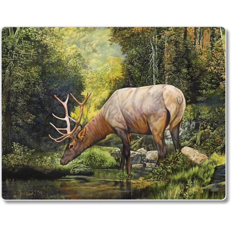 Tranquil Elk 3mm Heat Tolerant Tempered Glass Cutting Board 10” x 8” Made in the USA Dishwasher Safe - Multi