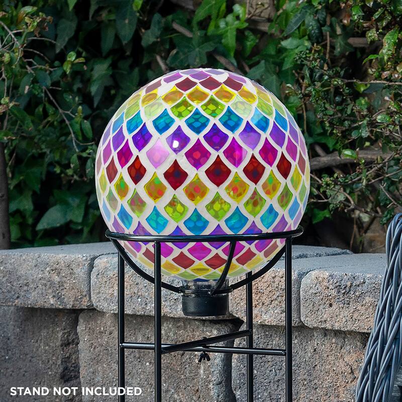 Multi Glass Gazing Globe with Mosaic Teardrop Design