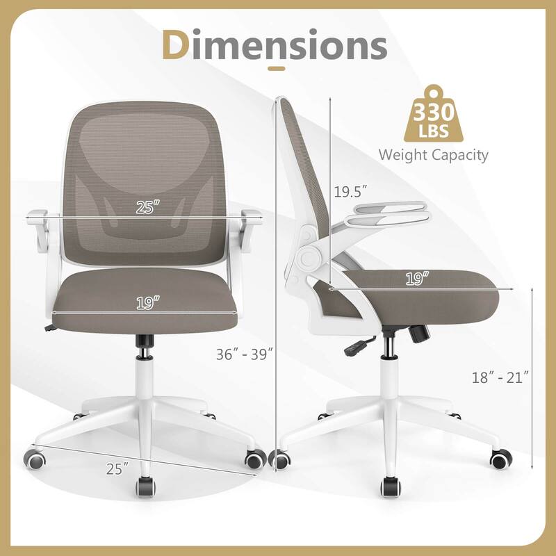 Costway Mesh Office Chair with Lumbar Support & Flip-up Arms Rolling - See Details