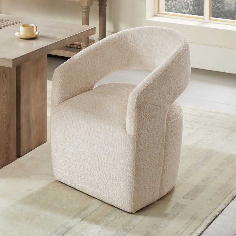 Spruce & Spring Joey Modern Barrel Dining Chair with Caster Wheels & Open Back Fully Assembled