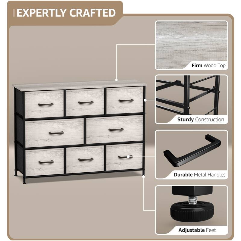Sorbus 8 Drawer Dresser (Wood Top)