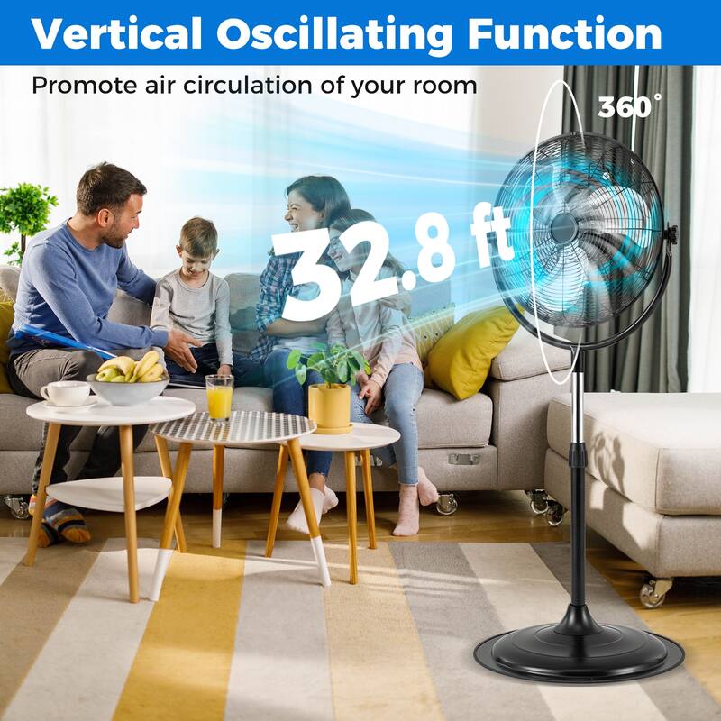 Gymax 18'' High Velocity Pedestal Fan w/3 Speeds 360 Degree Tilt &