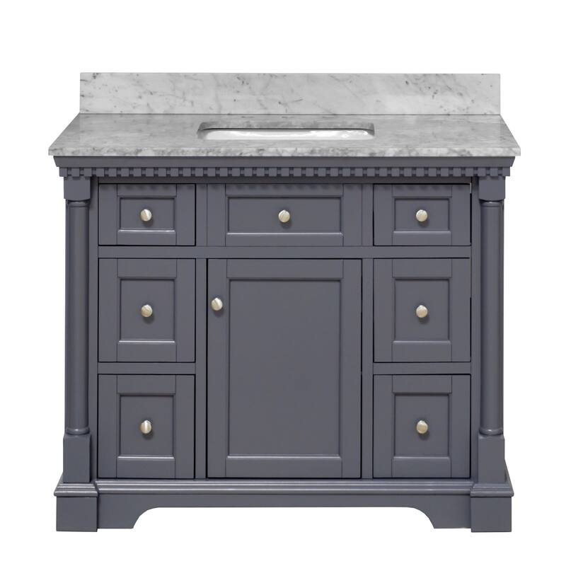 KitchenBathCollection Sydney 42" Bathroom Vanity with Carrara Marble Top