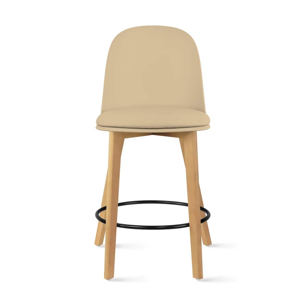 Farmhouse Plastic Round Bar Counter Stool Height High Chair Natural Solid Wood Kitchen Dining Patio Modern, Single, Set of 1