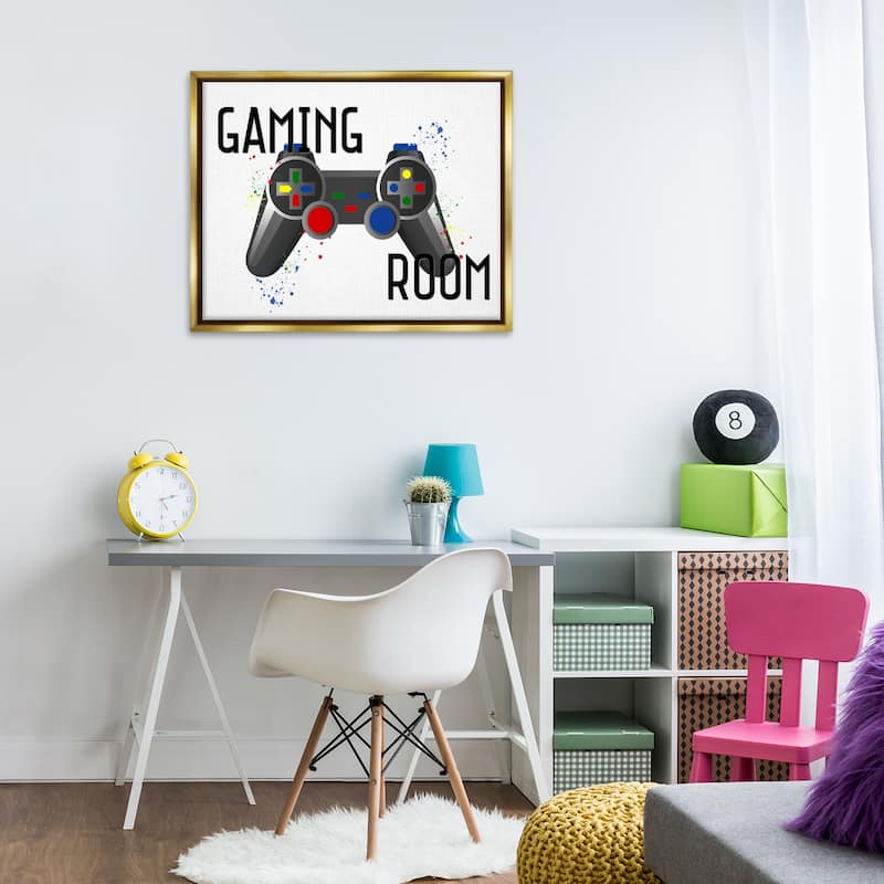 Stupell Gaming Room Modern Controller Framed Floater Canvas Wall Art Design By Kim Allen