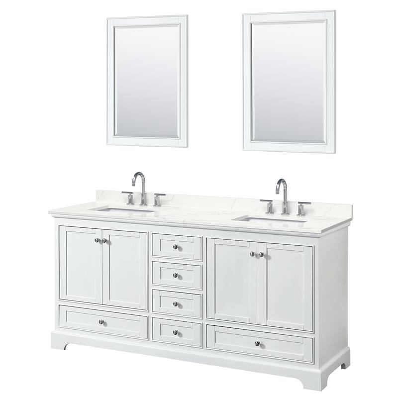 Wyndham Collection WCS202072D-QTZ-US3M24 Deborah 72" Free Standing - White / Giotto Quartz Top / Polished Chrome