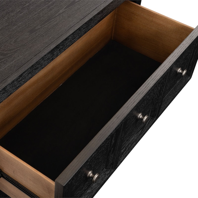 Furniture of America Durem Modern Classic Wood 2-Drawer Oversized Nightstand with USB Ports