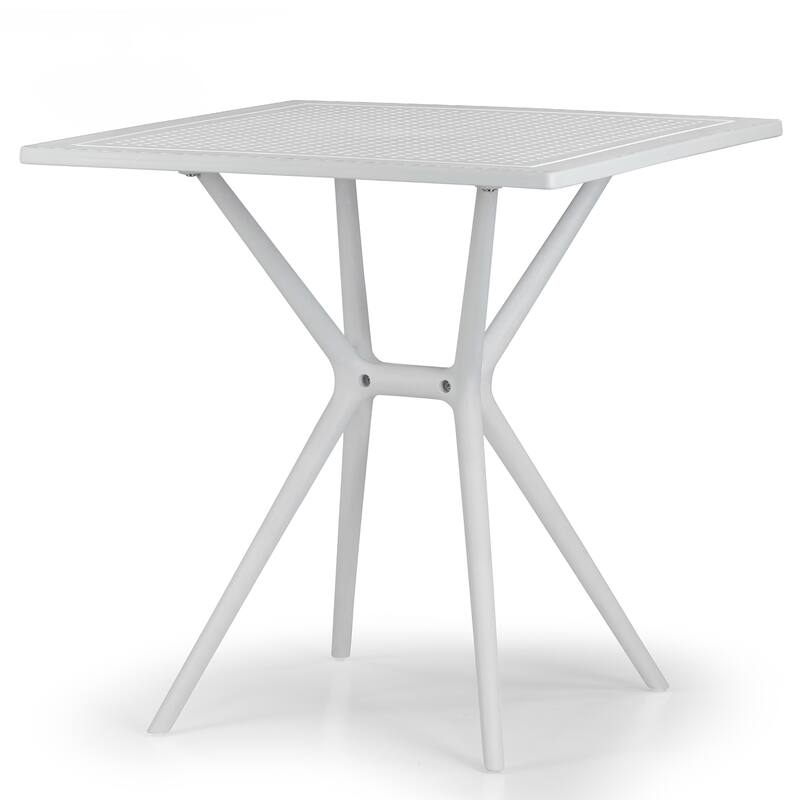 Basma White Plastic Square Dining Table