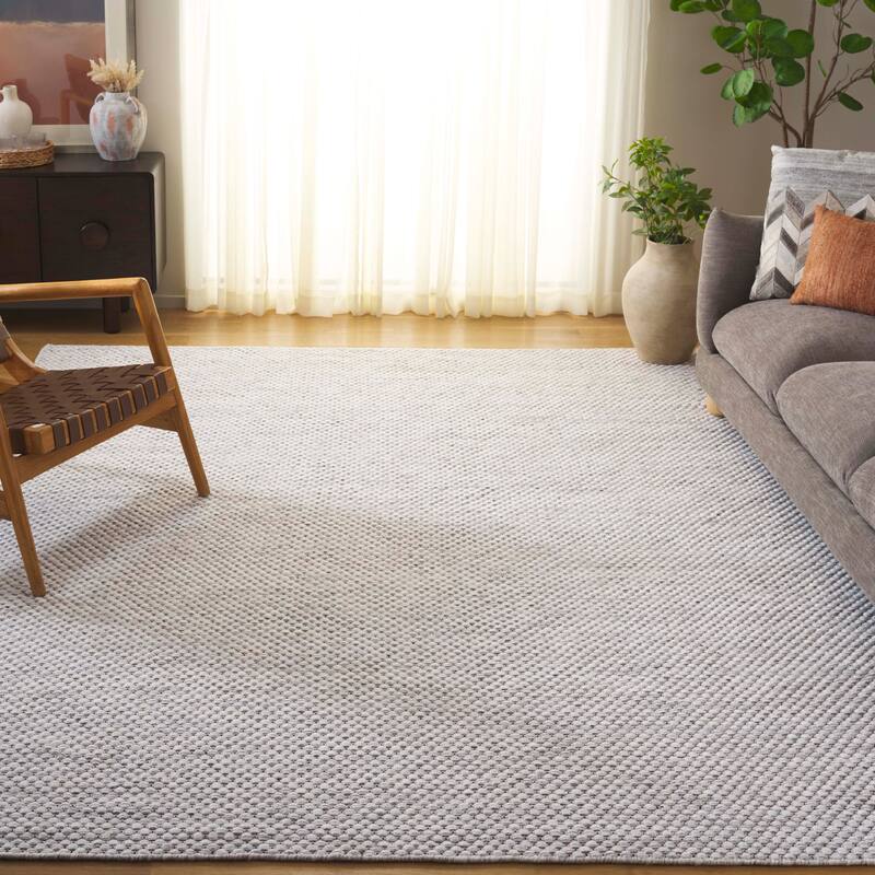 SAFAVIEH Handmade Vermont Buffy Transitional Wool Rug - 8' x 10' - Light Grey/Ivory