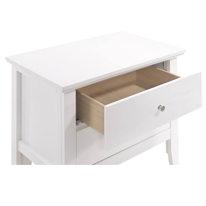 2-Drawer Wooden Nightstand - 24" - White