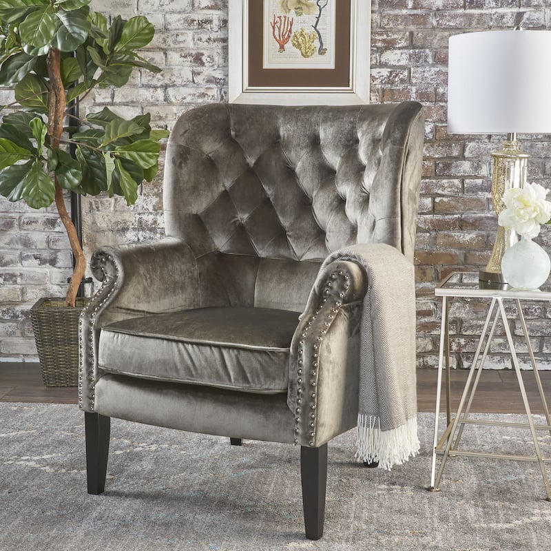 32" High Back Velvet Club Chair