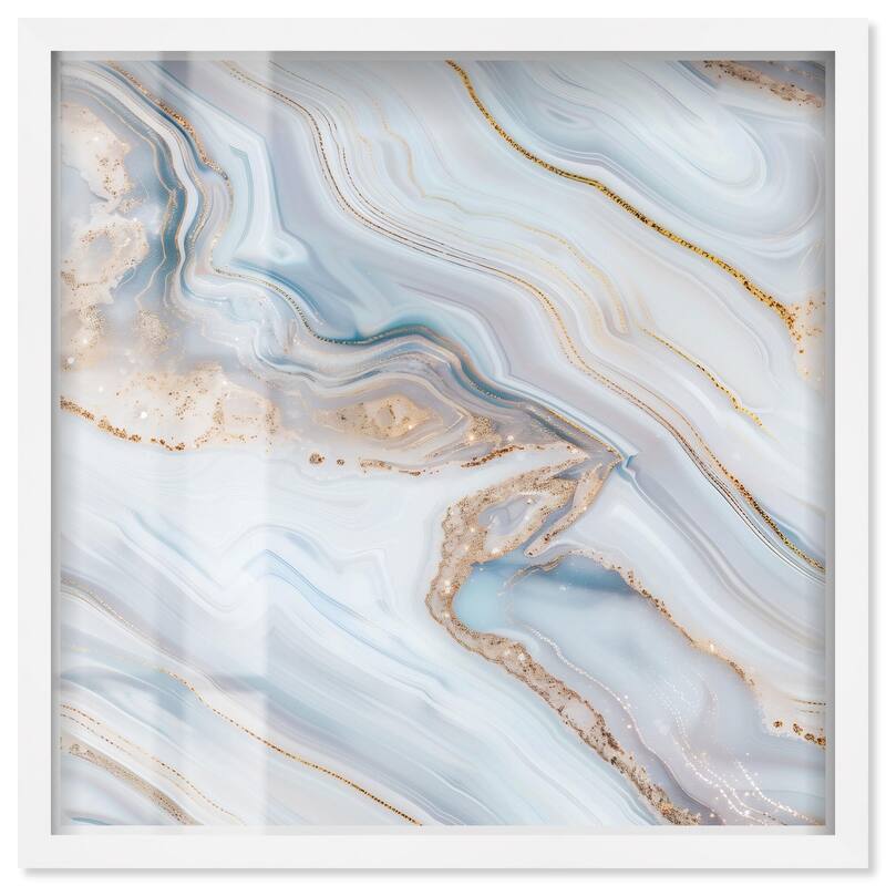Icy Glitter Stone I Shadowbox by Art Remedy - White - 40" x 40"