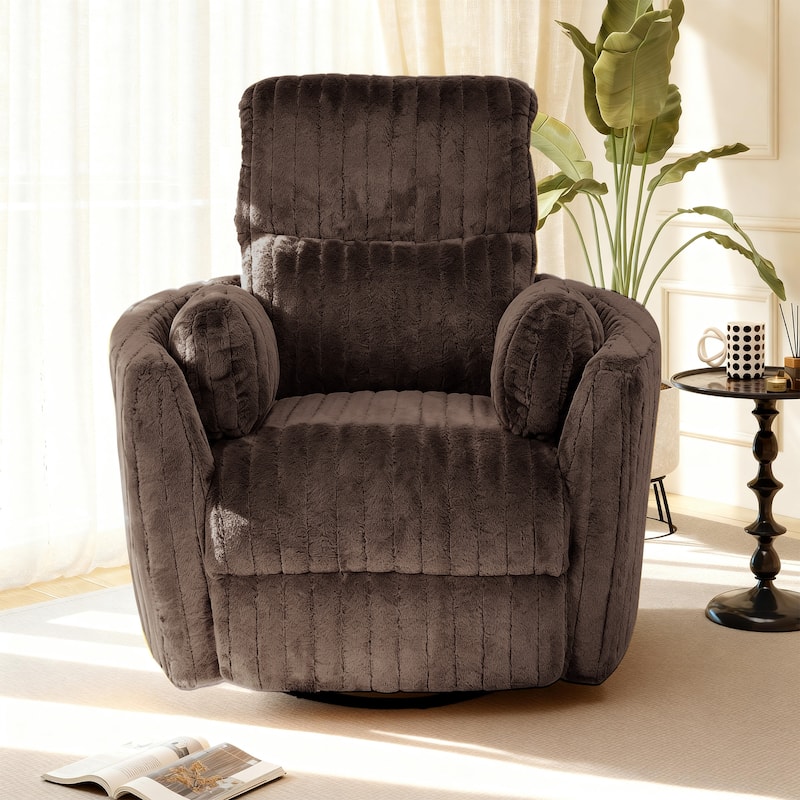 Rossetta Swivel Rocking Glider Power Recliner Chair with 24" Wide Seat & Type-C & USB Ports - Brown