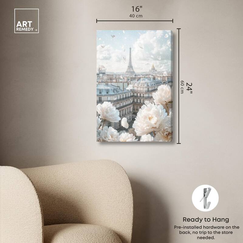 Peonies Over Paris Canvas by Art Remedy, Gallery Wrapped