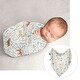 preview thumbnail 3 of 4, Woodland Animal Toile 7-piece Newborn Baby Layette Set - Blue Grey Green and Brown Gender Neutral Forest Animals Bear Deer Fox