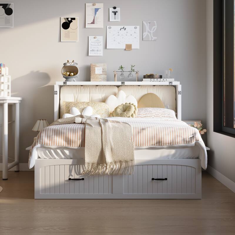 Convertible Murphy Bed Multifunctional Rooms Accent Cabinet Dresser