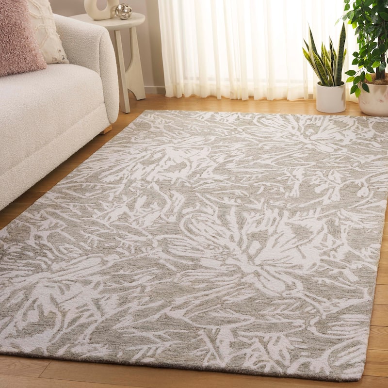 SAFAVIEH Handmade Jardin Antonella Country Wool Rug - 8' x 10' - Grey/Ivory