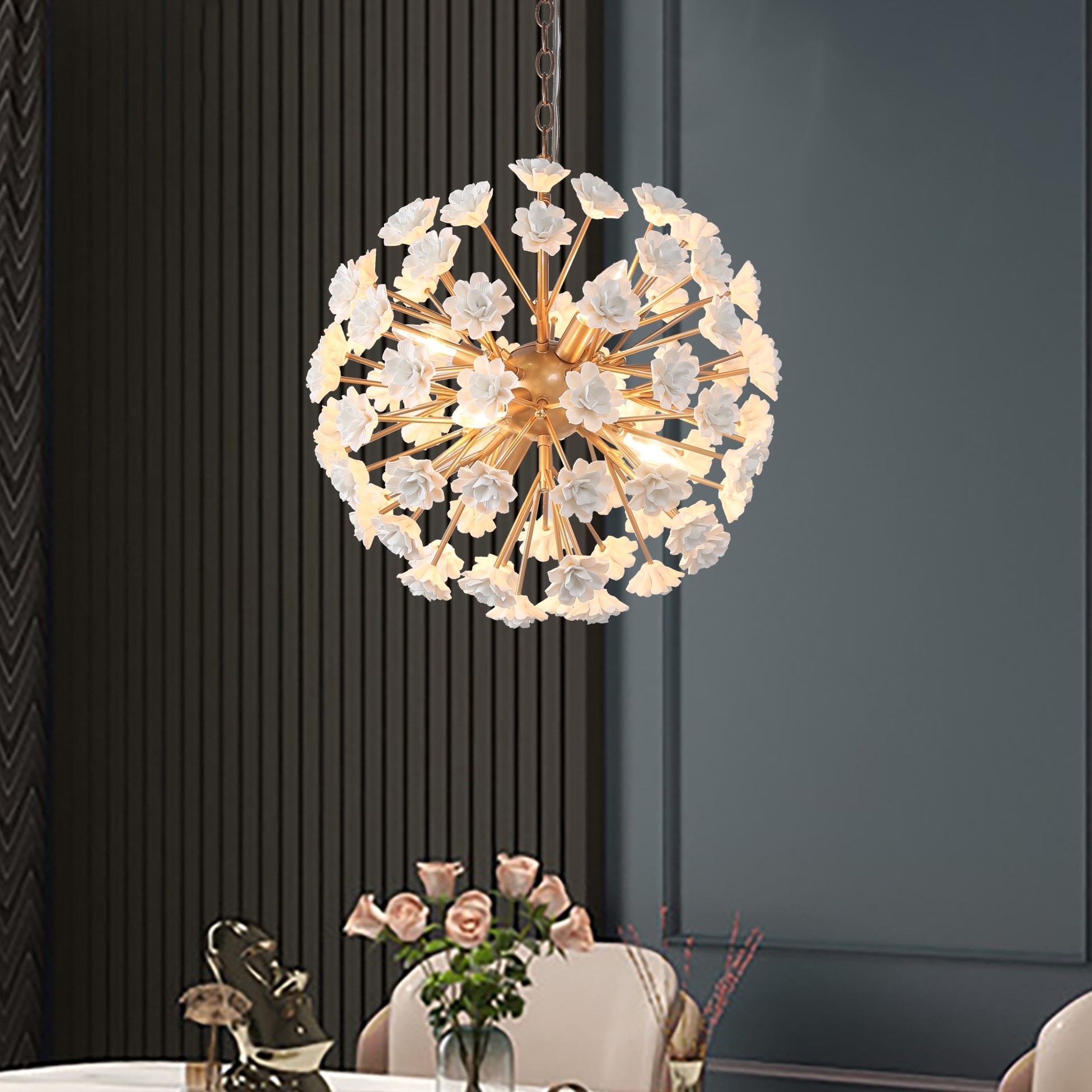 Ceramic flower pendant light outlet