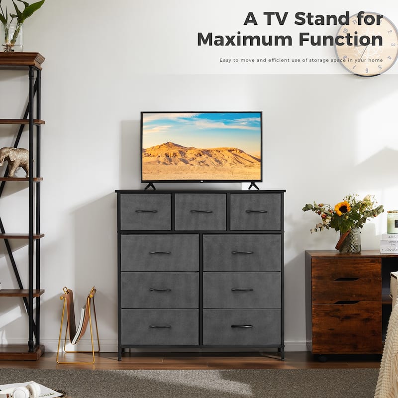 Tall Dresser Storage Tower with 9 Fabric Drawers