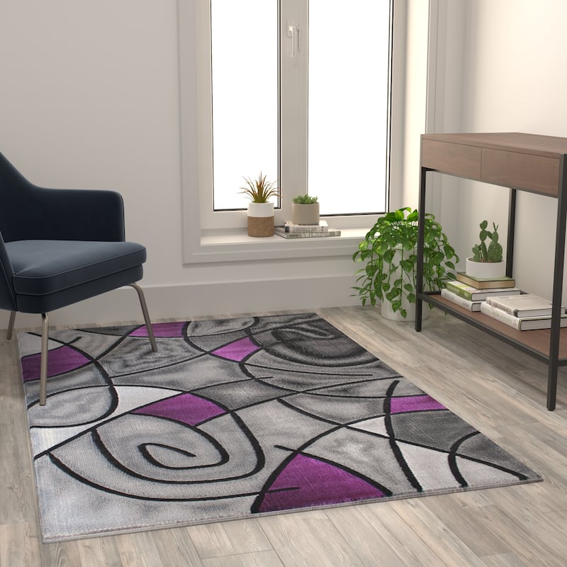 Modern Olefin Accent Area Rug - Abstract Pattern