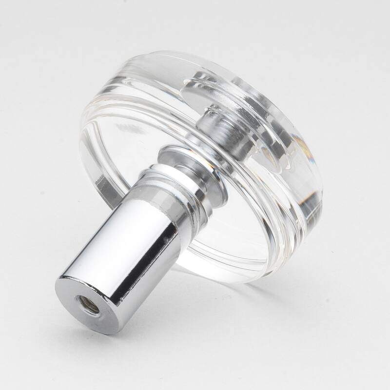 GlideRite 1-1/2 in. Round Clear Cabinet Knobs, Polished Chrome (5-Pk) - Polished Chrome