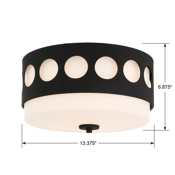 Kirby 2 Light Black Forged Ceiling Mount - 13.37'' W x 6.87'' H