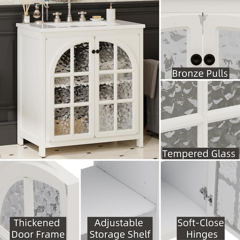 Farmhouse Bathroom Vanity with Ceramic Sink