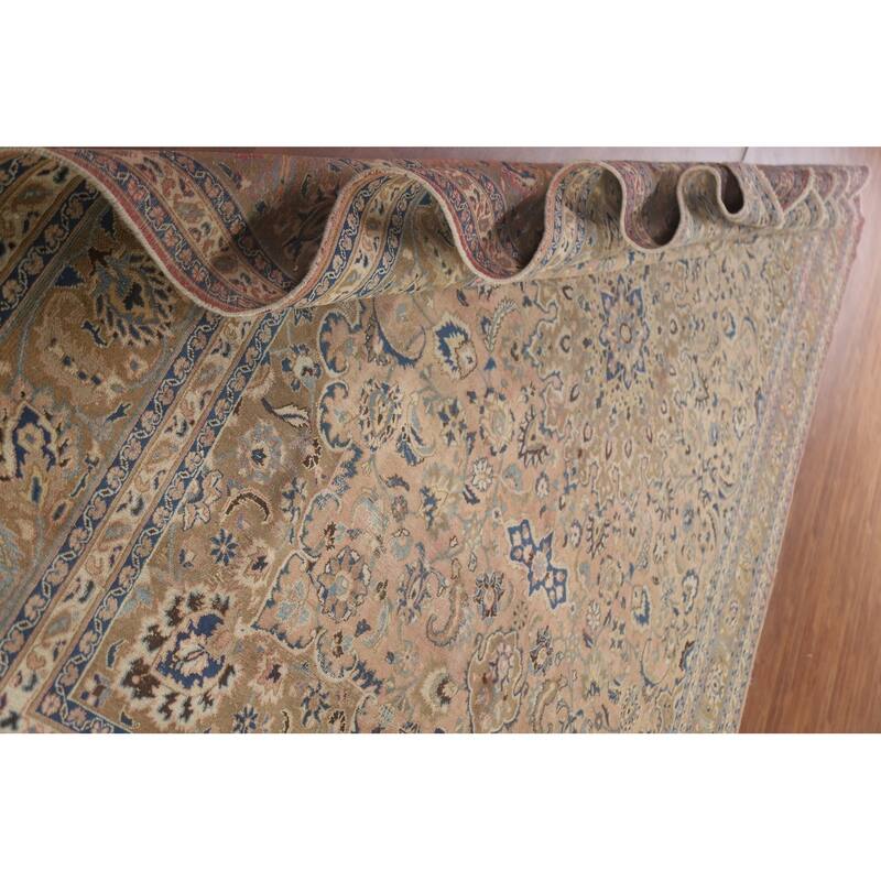 Hand Knotted Oriental 100% Wool Carpet Traditional Floral Pink Mashad Area Rug - 12' 5'' X 9' 4''