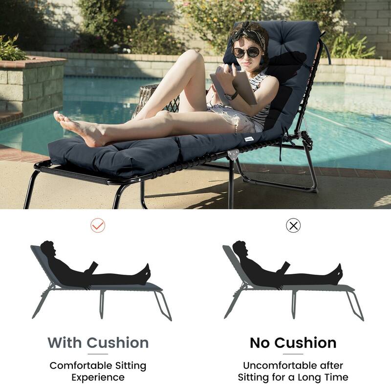 73" Comfortable Lounge Chair Cushion with Head Pillow and Waterproof for Outdoor or Indoor Use - 73'' x 22'' x 4'' (L x W x H)