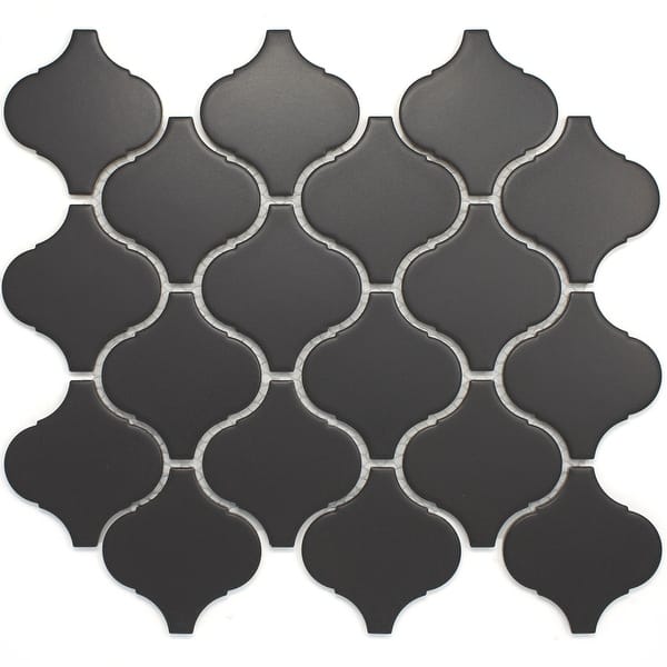 slide 1 of 10, TileGen. Lantern 3" x 3" Porcelain Mosaic Tile in Black Floor and Wall Tile (11 sheets/8.03sqft.)